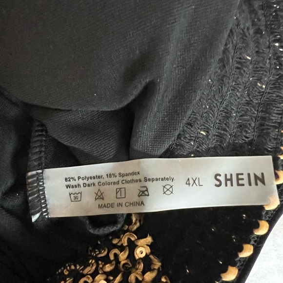 NWOT SHEIN Black & Gold 2 pc Bathing Suit (Size 4X) (NWOT) - Picture 3 of 3